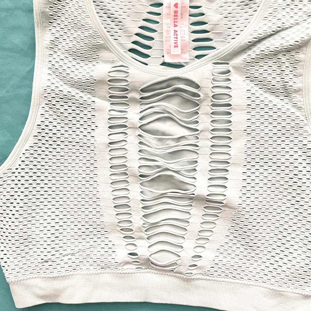 Bella Active light green Mesh Crop Top , good for exercise or workout routine ..